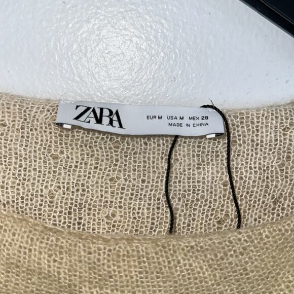 Zara alpaca wool blend ruffle sleeve lightweight knit sweater size medium - Picture 4 of 8